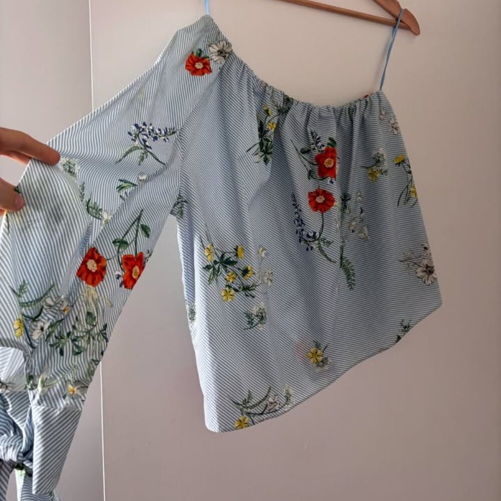 Topshop 100% cotton off-shoulder shirt